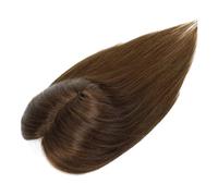 JIANBOHAIRS Postizo de cabello humano brasileño Remy liso con flequillo, 12 x 13 cm, base de encaje suave y transpirable for mujeres con cabello fino. for Thinning Hair(Medium Brown,10 Inches)