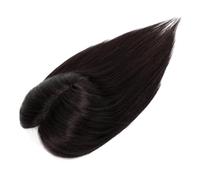 JIANBOHAIRS Postizo de cabello humano brasileño Remy liso con flequillo, 12 x 13 cm, base de encaje suave y transpirable for mujeres con cabello fino. for Thinning Hair(Off Black,12 inches)