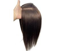 JIANBOHAIRS Postizo de cabello humano con base de encaje de 12 x 13 cm, parte media invisible, natural, for mujer for Thinning Hair(Dark Brown,20 cm)