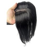 JIANBOHAIRS Postizo de cabello humano con base de encaje de 12 x 13 cm, parte media invisible, natural, for mujer for Thinning Hair(Natural Black,20 cm)