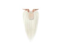 JIANBOHAIRS Postizo de cabello humano con flequillo for mujer, 25 cm con clip for cabello fino, base de seda de 8,9 x 6,35 cm. for Thinning Hair(Silver White)