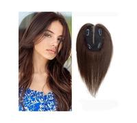 JIANBOHAIRS Postizo de cabello humano de 10 pulgadas con flequillo, 9 × 14 cm, base de encaje suizo transpirable, piezas de cabello Remy for mujer for Thinning Hair(Dark brown)