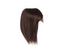 JIANBOHAIRS Postizo de cabello humano de 8-22 pulgadas, con clip y flequillo de aire, base de seda de 12 x 13 cm for mujeres con cabello fino for Thinning Hair(Medium Brown,16 inches)