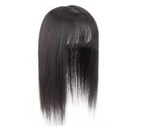 JIANBOHAIRS Postizo de cabello humano de 8-22 pulgadas, con clip y flequillo de aire, base de seda de 12 x 13 cm for mujeres con cabello fino for Thinning Hair(Dark Brown,10 inches)