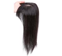 JIANBOHAIRS Postizo de cabello humano de 8-22 pulgadas, con clip y flequillo de aire, base de seda de 12 x 13 cm for mujeres con cabello fino for Thinning Hair(Natural Black,16 inches)