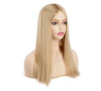 JIANBOHAIRS Postizo de cabello humano for mujer, 16/18 pulgadas, aspecto natural, 6" x 6.5", base de encaje, con imitación de cuero cabelludo, liso for Thinning Hair(18 inches)