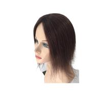 JIANBOHAIRS Postizo de cabello humano for mujer de 25 cm con clip for cabello fino, postizo natural (7 x 9 cm) for Thinning Hair(Dark brown)