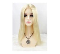 JIANBOHAIRS Postizo de cabello humano rubio claro de 12x13 cm con base de seda, cabello virgen europeo y clips antideslizantes for mujer. for Thinning Hair(8 inch)