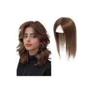 JIANBOHAIRS Postizos Cabello Humano Real For Mujer, 8 A 14 Pulgadas, Sin Flequillo Con Base Seda Remy 130 Densidad, Clip for Añadir Volumen, Color Castaño Medio for Thinning Hair(30cm,13x15)