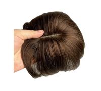 JIANBOHAIRS Postizos con base de encaje de 8 x 10 cm que aumentan el volumen del cabello, postizos for cabello corto de 6 pulgadas con flequillo for Thinning Hair(Dark Brown)