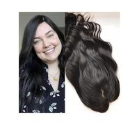 JIANBOHAIRS Postizos de cabello humano de 12 x 13 cm con base de seda y raya al medio for mujeres con cabello fino. for Thinning Hair(Dark Brown,20 inches)