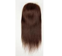 JIANBOHAIRS Postizos de cabello humano for mujer, base de encaje suizo de 5 x 5 pulgadas, densidad media, cobertura total, fijación con clips for Thinning Hair(Medium Brown,22inch)