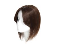 JIANBOHAIRS Postizos de cabello humano for mujer, con base de encaje y raya al medio, for cabello fino. for Thinning Hair(Dark Brown,35 CM_7X10CM)