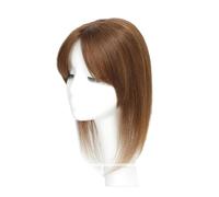 JIANBOHAIRS Postizos de cabello humano for mujer, con base de encaje y raya al medio, for cabello fino. for Thinning Hair(Light Brown,35 CM_7X10CM)
