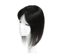 JIANBOHAIRS Postizos de cabello humano for mujer, con base de encaje y raya al medio, for cabello fino. for Thinning Hair(Natural Black,40CM_7X10CM)