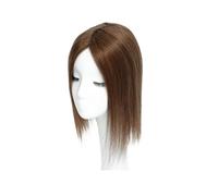 JIANBOHAIRS Postizos de cabello humano for mujer, con base de encaje y raya al medio, for cabello fino. for Thinning Hair(Brown,35 CM_10X12CM)