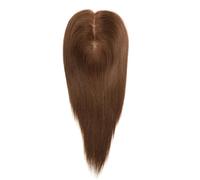 JIANBOHAIRS Postizos de cabello humano for mujeres con cabello fino, base de seda de 7 x 13 cm con clip en la parte superior. for Thinning Hair(8 inch,Light brown)