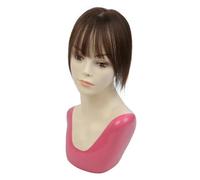 JIANBOHAIRS Postizos de cabello humano real for mujer, flequillo fino con cobertura 3D de 360°, for cabello fino, 5 cm x 9 cm for Thinning Hair(35 cm,Dark brown)