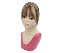 JIANBOHAIRS Postizos de cabello humano real for mujer, flequillo fino con cobertura 3D de 360°, for cabello fino, 5 cm x 9 cm for Thinning Hair(20cm,Brown to Caramel Blonde)