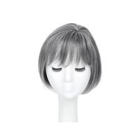 JIANBOHAIRS Postizos for mujer, flequillo postizo con clip, cobertura 3D, 7x7 pulgadas, pelucas cortas sintéticas for cabello fino for Thinning Hair(GREY)