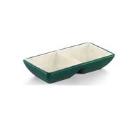 JIANBOHAIRS Sauce Bowls Dual Soy Sauce Dish Dipping Bowls Divided Dishes for Sushi,Two Compartments Plate Appetizer Serving Tray for Seasoning, Appetizer, Vinegar, Ketchup(Green)