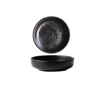 JIANBOHAIRS Sauce Bowls Sauce Dishes, Round Ceramic Side Dish Set, Small Seasoning Soy Dipping Bowl Plate for Seasoning, Appetizer, Vinegar, Ketchup(Black)