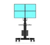 JIANBOHAIRS - Soporte para monitor de pantalla cuádruple para ordenador portátil con ruedas, Workstation with Keyboard Tray, CPU Holder y montaje de pantalla ajustable para Office (17 "-24 ")