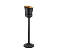 JIANBOHAIRS Stainless Steel Ice Bucket with Stand,Ice Cube Container for Champagne, Beer, Cocktails, Indoor, Outdoor for Wine, Drinks, Bar, Beverage Cooler(Black,Small)