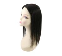 JIANBOHAIRS Topper de cabello humano con base mono de 13 x 13 cm Toppers de cabello for mujeres con cabello fino Topper hecho a mano Clip en el cabello for Thinning Hair(18 inches,Natural Black)