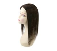 JIANBOHAIRS Topper de cabello humano con base mono de 13 x 13 cm Toppers de cabello for mujeres con cabello fino Topper hecho a mano Clip en el cabello for Thinning Hair(16inches,Dark Brown)