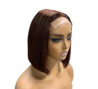 JIANBOHAIRS Wear and Go Peluca sin pegamento Bob Wig pelo humano 4x4 HD transparente encaje frontal pelucas para mujeres negras para cabello adelgazante (Brown-180%,12 pulgadas)