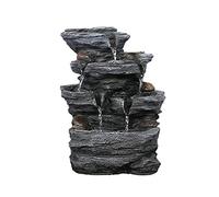 jiande 4-Tier en Cascada Fuente de Mesa de Agua con Luces LED - Interior/Exterior Fuente de Agua de la decoración Fuente de Mesa Pequeño Relajación Cascada