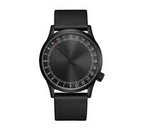 JIANDUN Swiss Movement - Reloj para hombre con una sola mano, 24 horas, caja negra con correa de cuero italiano, Negro (All-Black), Cronógrafo