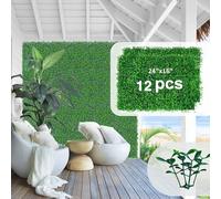 JIANFA 12 paneles de pared de plantas artificiales, 40 x 60 x 4 cm, plástico de hierba Milán, valla de jardín, paneles de pared de flores verdes para el hogar, restaurante, balcón, centro comercial,