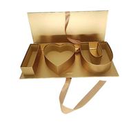 Jiangbered Caja de Regalo Vacía para Flores, Contenedor de Decoración para El Día de La Madre, Caja de Regalo de Recuerdo con Letras Rellenables, Caja con Forma, Dorado, tal como se describe