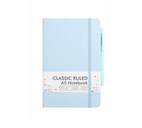 Jiangbered Cuaderno Antimancha Cierre por Elástico Bolsillo Interno Expandible y Doble Marcador Adecuado para Profesionales Estudiantes Negocios y Desplazamientos, Azul Claro