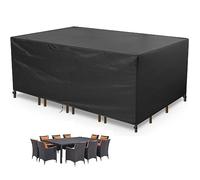 Jianghu Art Cubierta exterior de 170 x 110 x 75 cm, impermeable, para muebles de jardín, cubierta de mesa grande para exteriores, 600D, resistente, Oxford, resistente al viento, anti-UV, funda