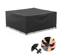 Jianghu Art Funda para mesa de comedor para muebles de exterior, 85 x 85 x 80 cm, resistente al desgarro, tela Oxford 600D, impermeable, para exteriores, patio, comedor, cubierta, protección doble