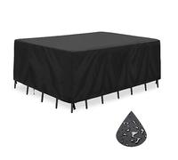 Jianghu Art Funda para muebles de jardín, tela Oxford 600D, 150 x 150 x 100 cm, protección UV, antipolvo, envejecimiento, impermeable, resistente al viento, funda para mesa y sillas, color negro