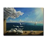 Jianghu Art Salvador Dali pintura carteles e impresiones Quadros The Waves libro velero cuadro de arte de pared para sala de estar decoración del hogar 40x75cm (16 "x29) sin marco