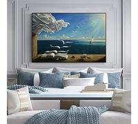 Jianghu Art The Waves Book Velero de Salvador Dali Pintura en lienzo Paisaje Posters Arte de pared para lienzo enmarcado Obra de arte Decoración para el hogar 80x120cm (32x31in) Con marco