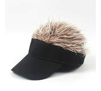 JIANGNIAU Gorra unisex de moda al aire libre con sombra, gorra de béisbol con peluca, tamaño: talla única (peluca de café negro para adultos) (color: peluca de café negro para niños)