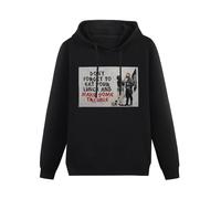 JIANGPANGUANLAN Bansky Don't Forget To Eat Your Lunch and Make Some Trouble Slogan Men Hoodies Unisex tee Black Pullover Sweatshirts XXL
