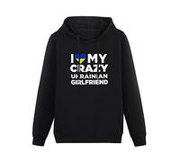 JIANGPANGUANLAN I Love My Crazy Ukrainian Girlfriend Ukraine Native Men Hoodies Unisex tee Black Pullover Sweatshirts M