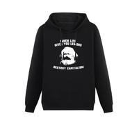 JIANGPANGUANLAN When Gives You Lemons Destroy Capitalism Karl Marx Men Hoodies Unisex tee Black Pullover Sweatshirts 3XL