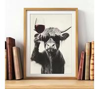 JIANGSHANDAIYOUCAIREN Funny Wall Art Poster Highland Cow Canvas Painting Animal Bathroom Decoración de la barra de casa sin marco-B_30x40cm