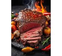 JIANGSHANDAIYOUCAIREN Impresión de lienzo de arte de la pared del cartel de la carne de res para la decoración del hogar del restaurante de la cocina sin marco-B_30x40cm