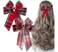 Jiangshaoshuai 2 lazos a cuadros, accesorios de vacaciones de moda, elegantes pinzas para el pelo de estilo escocés, adecuadas para niñas y mujeres