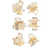 Jiangshaoshuai 6 mini pinzas para el pelo, con tachuelas de diamante, exquisitas pinzas de metal, accesorios decorativos para el cabello, pinzas para el pelo para mujer