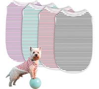 Jiangshaoshuai Chaleco de perro a rayas de 4 piezas, adecuado para perros pequeños, medianos y grandes, camisetas para cachorros para hombres y mujeres, elástico y suave